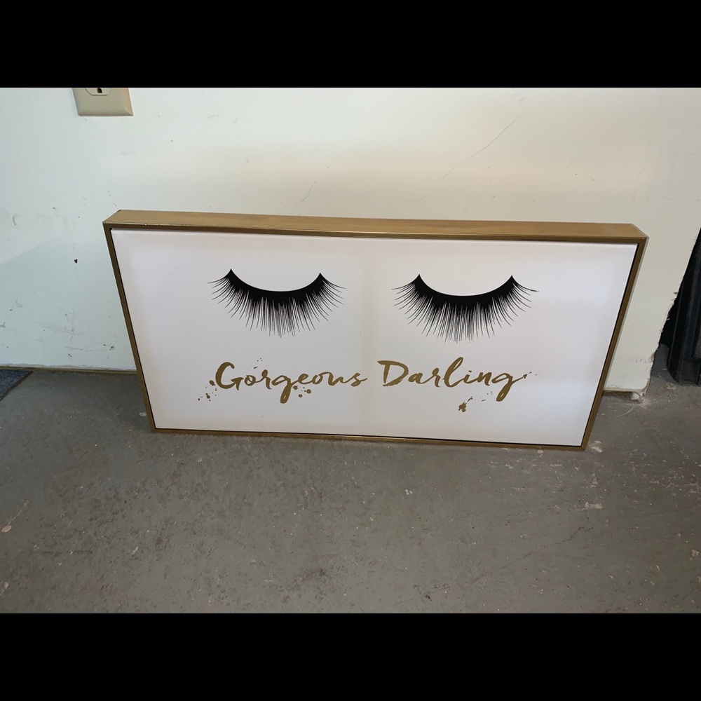Eyelashes “gorgeous darling” wall sign
